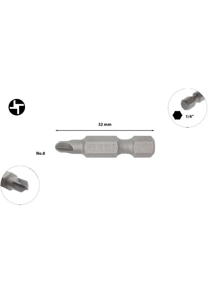 Torq-Set Uçlu Bits No 8 x 32MM CB/860308