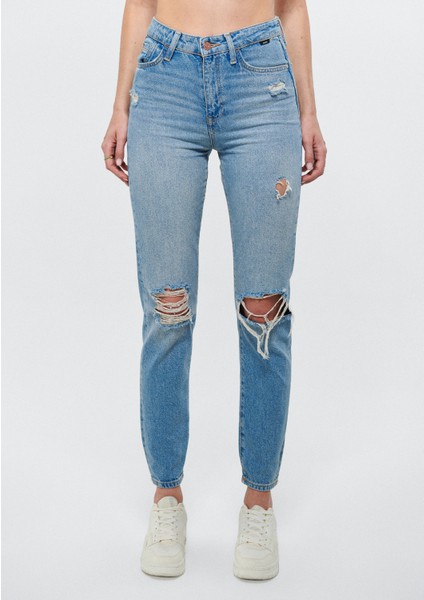 Kadın STAR Orta Mavi Yırtıklı 90s Vıntage Jean Pantolon 101077-85157 fiyatları