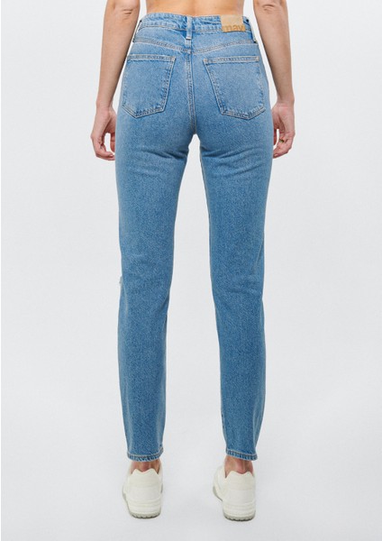 Kadın STAR Orta Mavi Yırtıklı 90s Vıntage Jean Pantolon 101077-85157 modelleri
