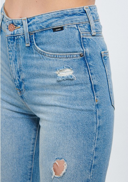 Kadın STAR Orta Mavi Yırtıklı 90s Vıntage Jean Pantolon 101077-85157 indirimleri