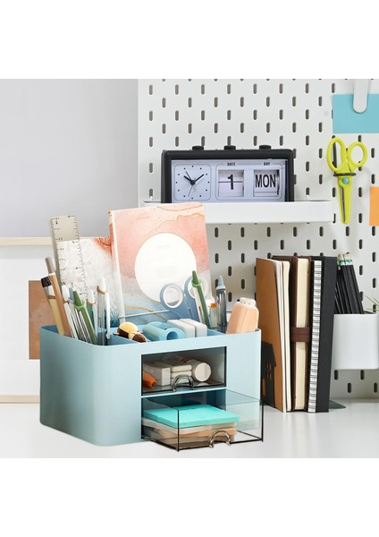 Pen Tutucu Ofis Masası Organizatör Çekmeceli Masaüstü Kalem Organizasyonu Mavi (Yurt Dışından) indirimleri