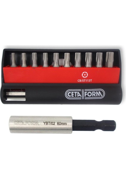 CB/ST113T Delikli Torx Bits Uç Takımı + Bits Tutucu 11 Parça (1 Adet)