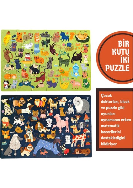 Kediler ve Köpekler 2'li Puzzle 2X24 Parça