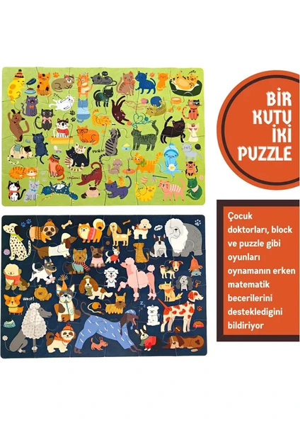 Doerkids Kediler ve Köpekler 2'li Puzzle 2X24 Parça