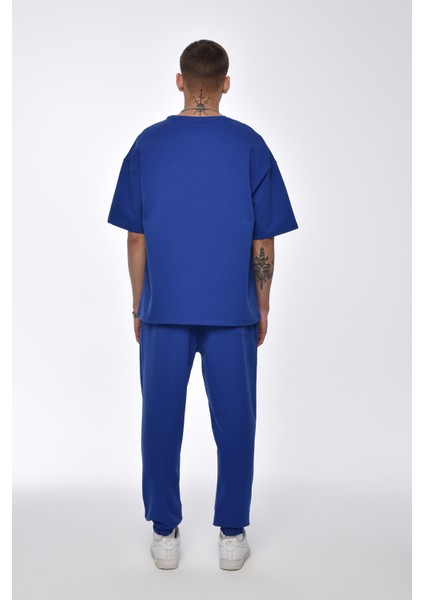Saks Baskılı Paça Lastikli Eşofman Oversize Takımı