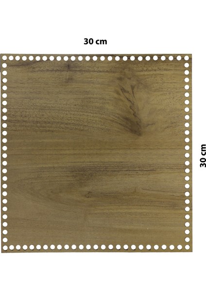 Ahşap Sepet Tepsi Tabanı Kare 30X30 cm Açık Meşe Çift Yüz 3mm Mdf