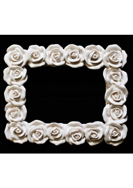 Gül Çiçek Kabartmalı Dört Köşe 23cm Çerçeve Silikon Kalıp K-793