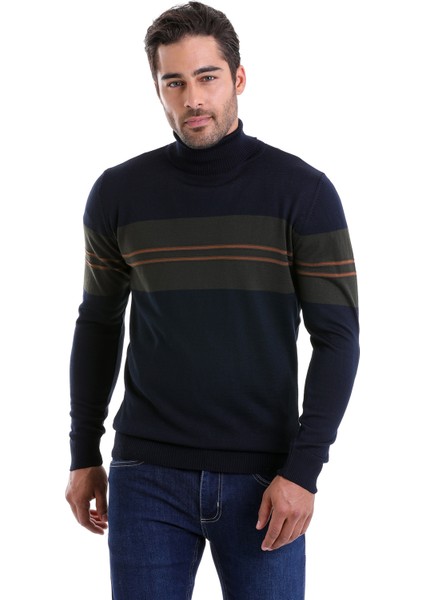 Regular Fit Desenli Balıkçı Yaka Triko Yün Kazak