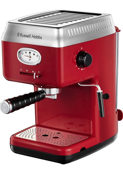 28250-56 Espresso Kahve Makinesi, Kırmızı Süzgeç, 15 Bar, 2 Fincan Başlığı, 1.1 L Çıkarılabilir Su Tankı, Buharlı Süt Köpüğü, Porsiyon Kaşığı, Kırmızı