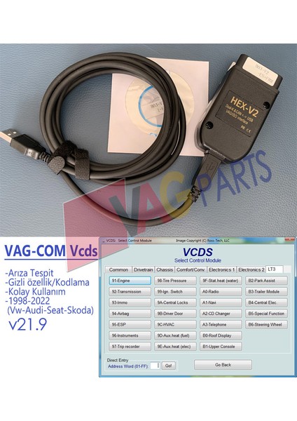 Vagcom Vcds 21.9 Arıza Tespit Kodlama Gizli Özellik Adaptasyon - Hex V2