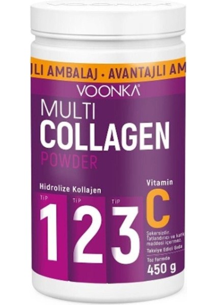 Multi Collagen Powder Vitamin C Içeren Takviye Edici Gıda  (900GR= 1,5 Ay (45GÜN)3 Aylık)