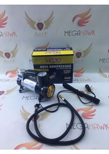 Hava Kompresörü Metal LED Işıklı Siyah 12V