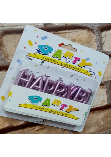 Vıp Kalite Parlak Metalik Pembe Happy Bırthday Pasta Mumu Pembe Doğum Günü Mumu Pink Happy Bırthday Candle