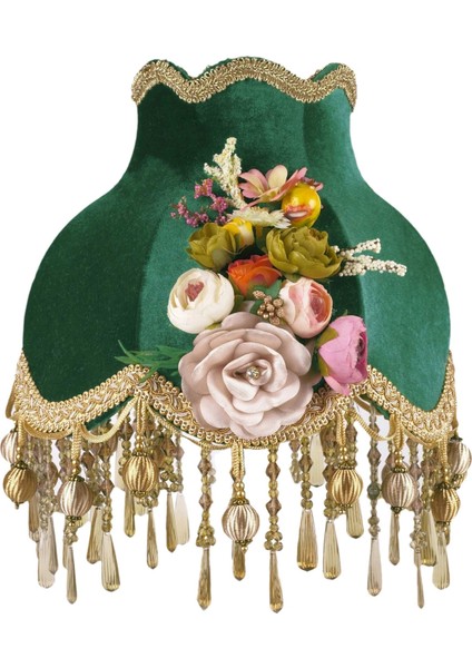 Hürrem Renk Kadife Kumaş Kaplı Gold Kristal Ayak Vintage Abajur AB0657 modelleri