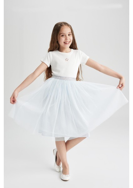 Kız Çocuk Regular Fit Esnek Belli Tül Tütü Etek X3860A622SM fırsatları