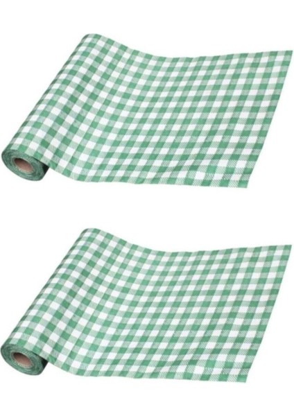 Tek Kullanımlık Masa ve Aktivite Örtüsü 2rulo 20 Adet- 120X150 cm -Büyük Boy Yeşil Kareli Frd- Büyük Yeşil 2