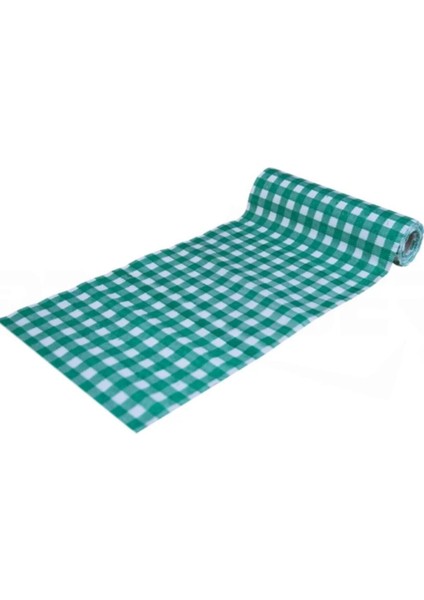 Tek Kullanımlık Masa ve Aktivite Örtüsü 2rulo 20 Adet- 120X150 cm -Büyük Boy Yeşil Kareli Frd- Büyük Yeşil 2