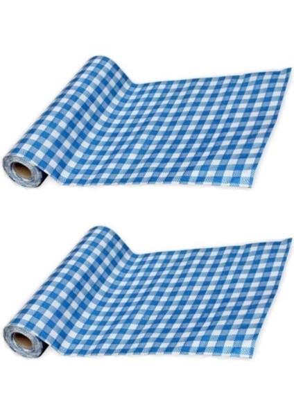 Tek Kullanımlık Masa ve Aktivite Örtüsü 2rulo 20 Adet- 120X150 cm -Büyük Boy Mavi Kareli Frd- Büyük Mavi 2