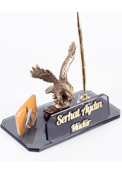 Kartal Biblolu Kristal Masa Isimliği Altın Renk Kristal Masaüstü Isimlik Yeni Iş Ofis Hediyesi modelleri