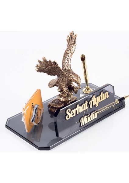 Kartal Biblolu Kristal Masa Isimliği Altın Renk Kristal Masaüstü Isimlik Yeni Iş Ofis Hediyesi indirimleri