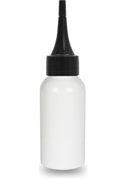 100 Adet - 100ML Plastik Beyaz Oval Boyunlu Şişe, Boş Siyah Sivri Uclu Damlalıklı Pet Şişe