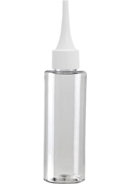 100 Adet - 100ML Plastik Şeffaf Küt Boyunlu Şişe, Boş Beyaz Sivri Uclu Damlalıklı Pet Şişe