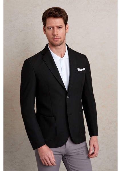 Desenli Slim Fit Mono Yaka Casual Ceket