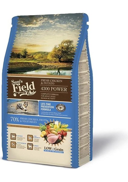 POWER4300 Tavuklu Patatesli Düşük Tahıllı Yetişkin Aktif Köpek Maması 2.5kg