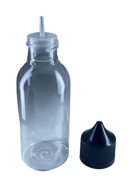 100 Adet - 150ML Gorilla Likit Şişesi Boş Şeffaf Iğne Uclu Damlalık Şişe - Siyah Kapaklı