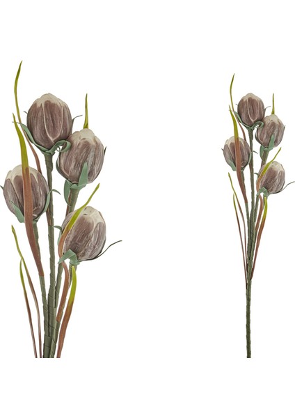 Lmdr Balon Çiçeği Mor Beyaz 95CM Kıvrılabilir Dekoratif Yapay Çiçek (1 Dal)