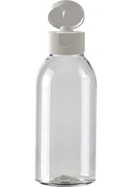 100 Adet - 100ML Plastik Şeffaf Oval Boyunlu Şişe, Boş Açmalı Beyaz Kapaklı Pet Şişe