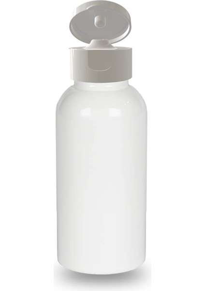100 Adet - 100ML Plastik Beyaz Oval Boyunlu Şişe, Boş Açmalı Beyaz Kapaklı Pet Şişe