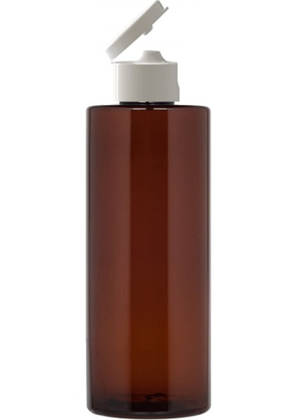 100 Adet - 250ML Plastik Kahverengi Küt Boyunlu Şişe, Boş Açmalı Beyaz Kapaklı Pet Şişe