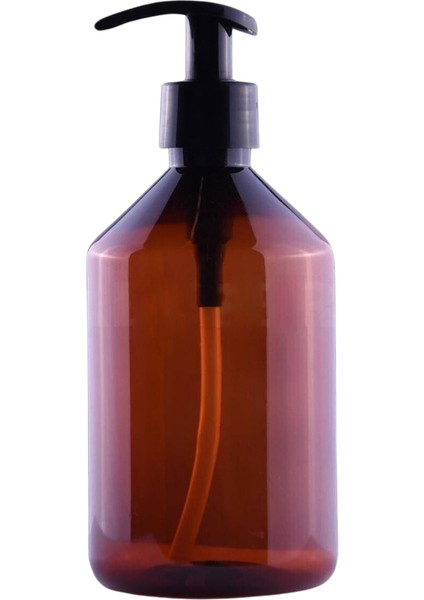 100 Adet - 500ML Boş Plastik Kahverengi Konik Pet Şişe, Siyah Sıvı Sabun Pompalı