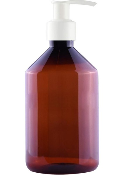 100 Adet - 500ML Boş Plastik Kahverengi Konik Pet Şişe, Beyaz Sıvı Sabun Pompalı