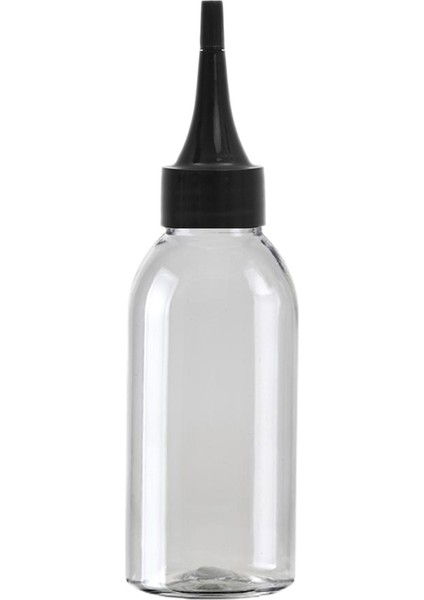 100 Adet - 100ML Plastik Şeffaf Oval Boyunlu Şişe, Boş Siyah Sivri Uclu Damlalıklı Pet Şişe