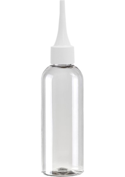 100 Adet - 200ML Plastik Şeffaf Oval Boyunlu Şişe, Boş Beyaz Sivri Uclu Damlalıklı Pet Şişe