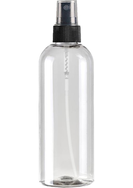 100 Adet - 200ML Plastik Şeffaf Oval Boyunlu Şişe, Boş Siyah Parmak Spreyli Pet Şişe