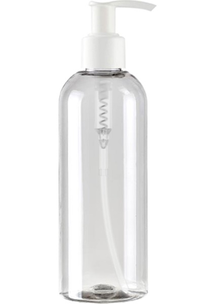 100 Adet - 200ML Plastik Şeffaf Oval Boyunlu Şişe, Boş Beyaz Sıvı Sabun Pompalı Pet Şişe