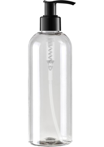 100 Adet - 200ML Plastik Şeffaf Oval Boyunlu Şişe, Boş Siyah Sıvı Sabun Pompalı Pet Şişe