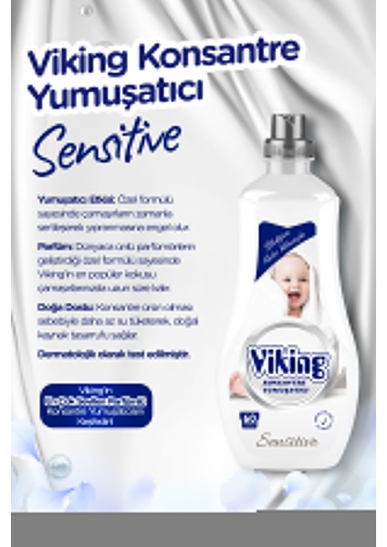 Yumuşatıcı Sensitive 1440 ml 60 Yıkama 2 Adet