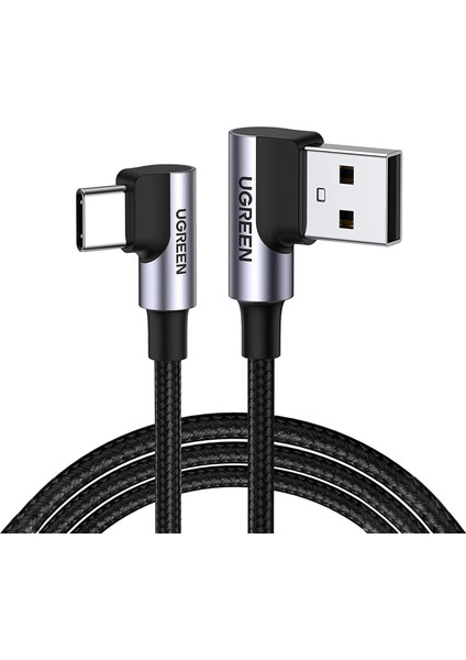 Usb-A To Type-C 90 Derece 3A Hızlı Şarj ve Data Kablosu 1 Metre