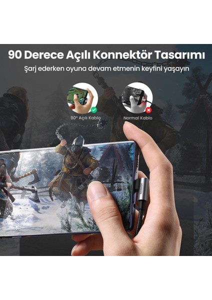 Usb-A To Type-C 90 Derece 3A Hızlı Şarj ve Data Kablosu 50 cm fiyatları