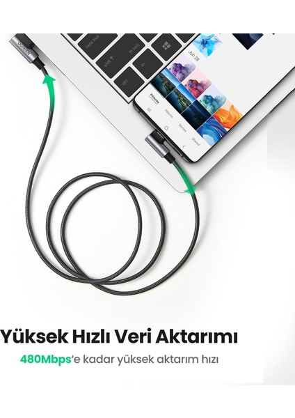 Usb-A To Type-C 90 Derece 3A Hızlı Şarj ve Data Kablosu 50 cm fırsatları