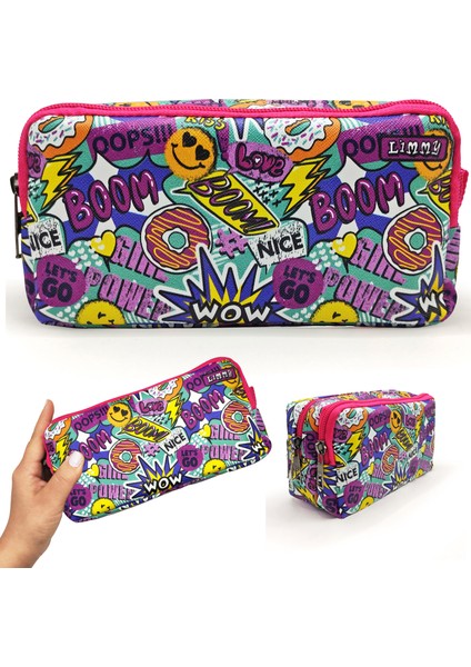 Kalem Kutusu Boom Wow Ops Kalemkutu Vegan Deri Iki Bölmeli Kalemlik