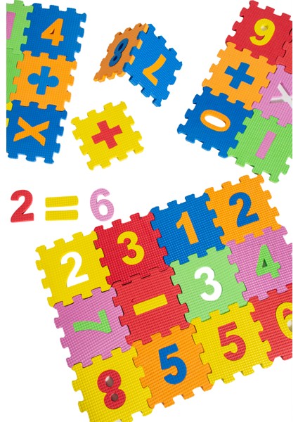 Bermody 66 Parça Harf ve Matematik Seti Eva Puzzle Mini Yer Karosu ve Eğitici Oyuncak