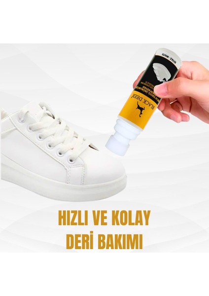 Black Deer Beyaz Ayakkabı Deri Kumaş Boyası,Sneaker Beyaz Ayakkabı Temizleyici,Ayakkabı Çekeceği,Bağcık 75 ml