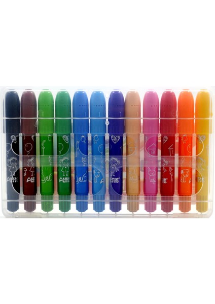 12 Renk Twister Crayons Çevirmeli Jumbo Pastel Boya (1222) fiyatları