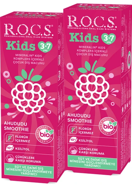 R.o.c.s. Kids 3-7 Yaş Ahududu Smoothıe Tadında Florürsüz Diş Macunu 45G – 2 Adet