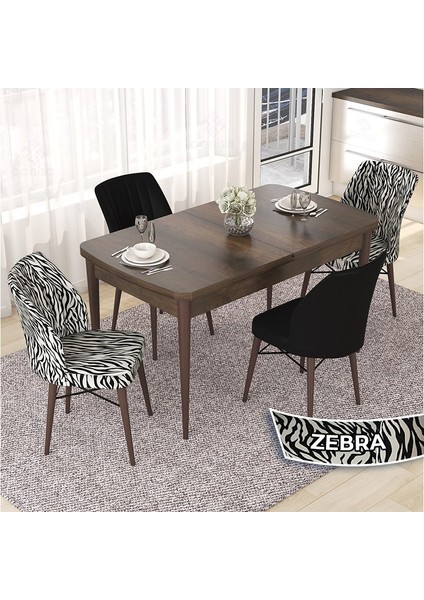 Concept Nef Serisi 70X114 Açılabilir Mdf Barok Ahşap Desen Mutfak Masa Takımı 4 Sandalye